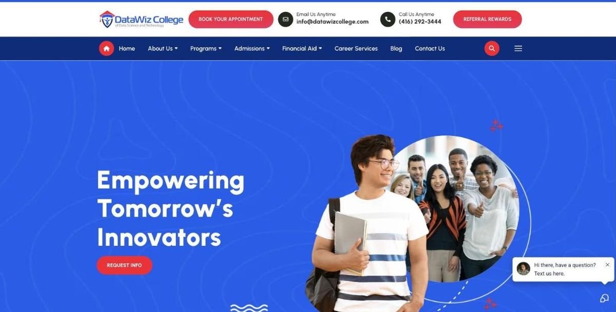 DataWiz College website screenshot