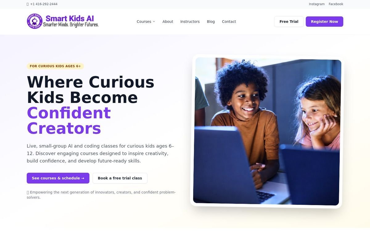 Smart Kids AI website screenshot
